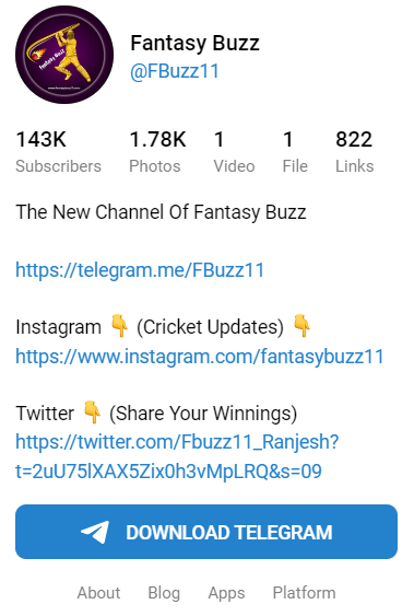 Fantasy buzz telegram channel