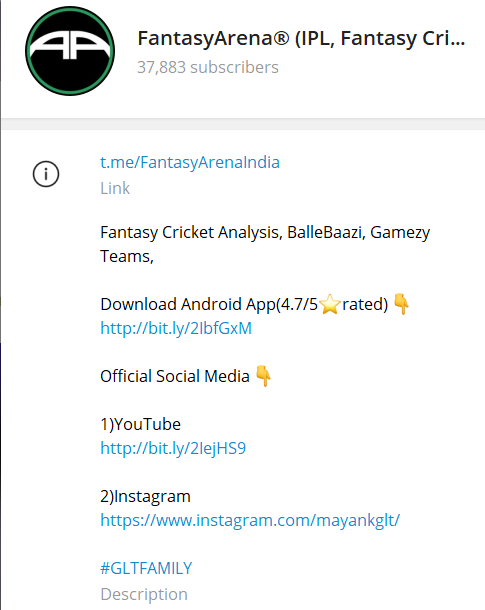 Fantasy Arena telegram channel