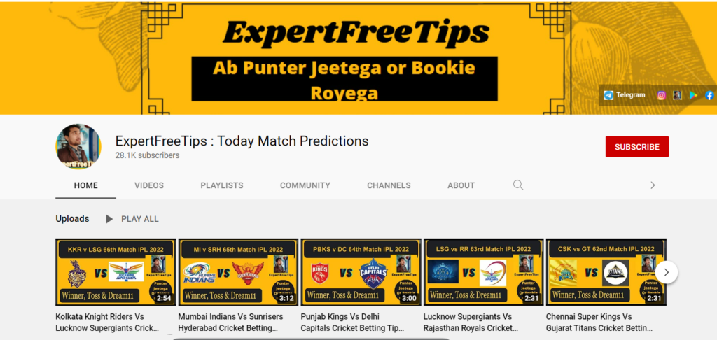 Best Dream 11 Prediction Youtube Channel