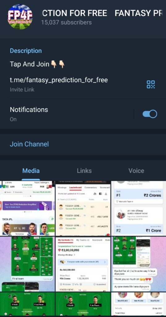 Fantasy Prediction for Free Telegram Channel