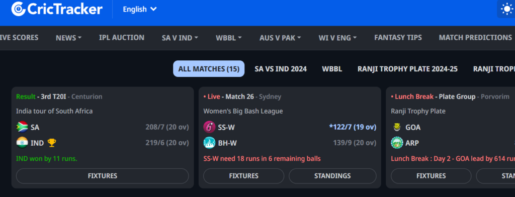 Crictracker Live Scores