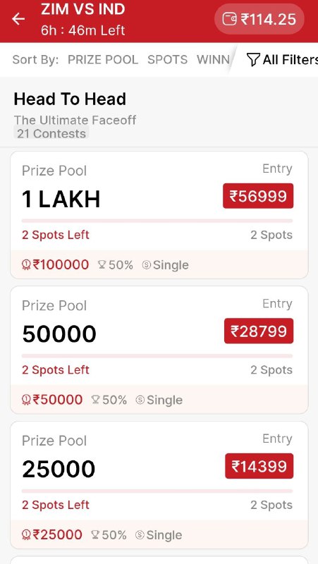 Head to head contest of 1 Lakh